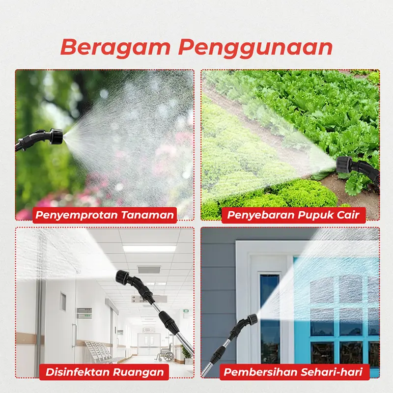 Semprotan Tanaman Elektrik dengan Kapasitas 5L - 10L dan Baterai Lithium 2600mAh - Nozzle, Aluminium, Pipa, Selang, Usb Air Sprayer 1