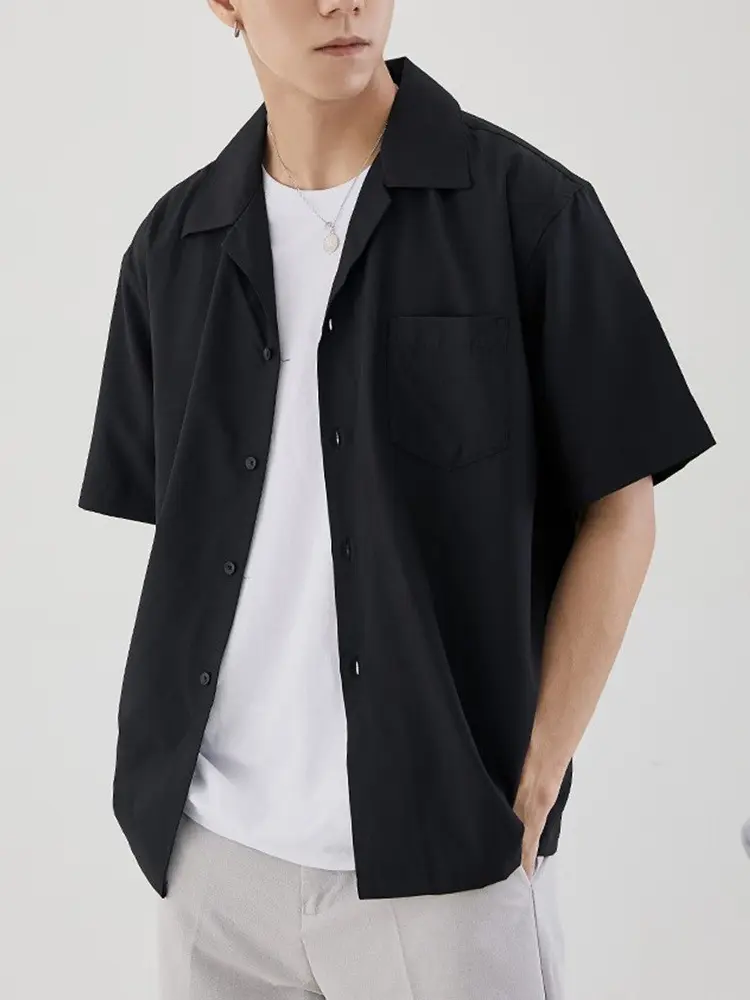 Kemeja Pria Pd-07 Lengan pendek atasan polos pria v neck kemeja korea
