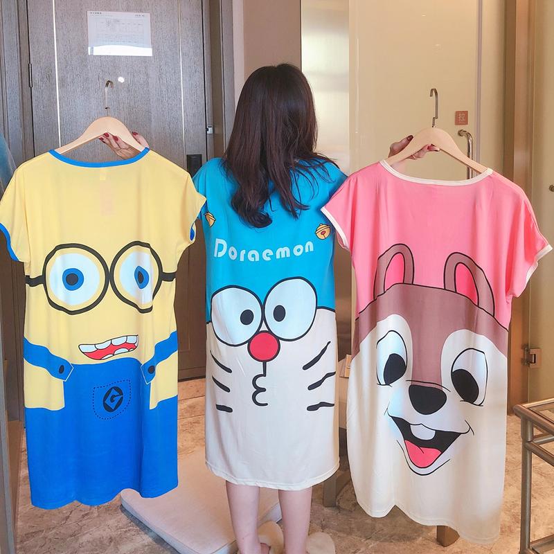 Product Introduction of Blackpink Daster Pakaian Wanita Baju Tidur Motif Kartun Oversize Korea Pendek Piyama Dress Dewasa 4017 1