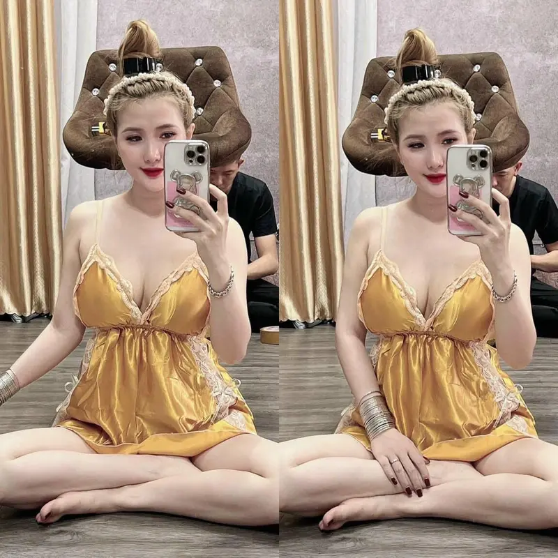 [SIze 40kg-80kg] Đồ bộ ngủ kèm quần có mút ngực chất phi mềm mịn mã 5 2