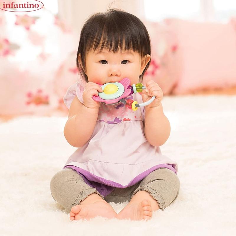 Đồ Chơi Gặm Nướu Hình Bông Hoa INFANTINO Kiêm Đồ Chơi seᵰsory Có Chuỗi Hạt Xúc Xắc Vận Động Cho Bé Chất Liệu Nhựa ABS Cao Cấp 6