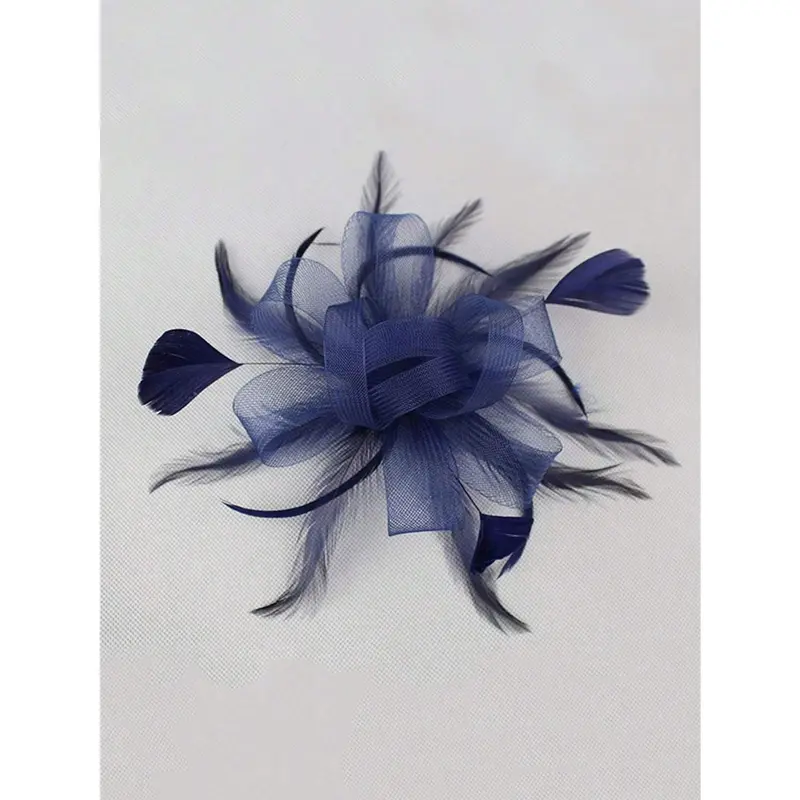 Fascinator Pillbox Hats For Women Feather Flower Church Derby Headband Clip Wedding Tea Party Hat 8