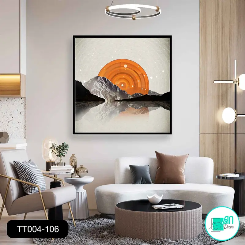 Tranh canvas treo tường biển và mặt trời decor 70 x 70 cm Treo Phòng Phòng Khách Decor Tường 0
