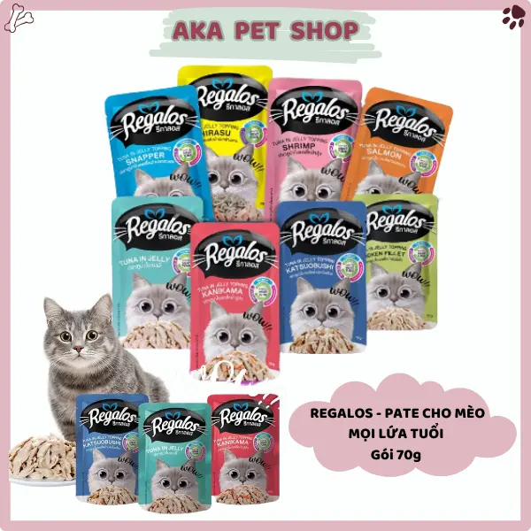 Pate cho mèo Regalos nội địa Thái, thức ăn cho mèo gói 70g