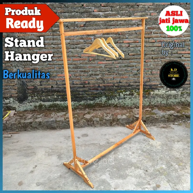 stand hanger kayu premium gantungan baju  jemuran baju simpel estetik premium kualitas bintang anti karat dan peyok Pakaian 0