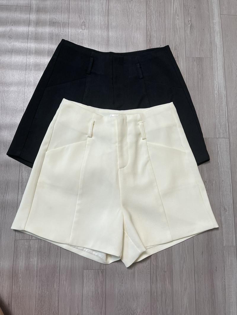 Product Introduction of Quần Short Nữ Cạp Cao, Quần Đùi Chất Chéo Ý Tôn Dáng Thời Trang Cho Chị Em Women Kem 2