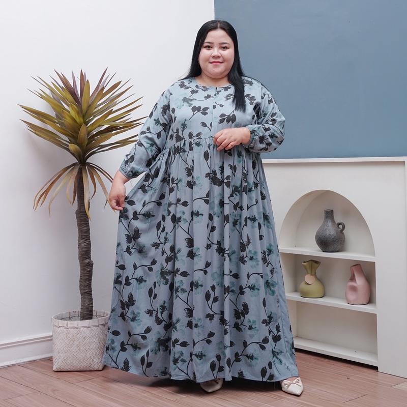 GAMIS LILY JUMBO LD 130 BAHAN RAYON PREMIUM BUSUI MUAT BB 100 kg ada saku 1
