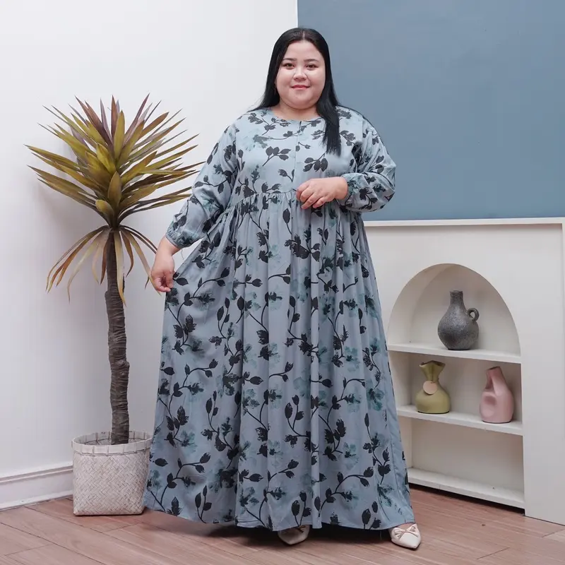 GAMIS LILY JUMBO LD 130 BAHAN RAYON PREMIUM BUSUI MUAT BB 100 kg ada saku 1