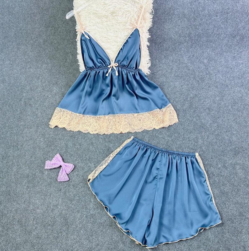 Product Introduction of (60Kg - 90Kg) Bộ Đồ Ngủ Lụa Satin Có Mút Rời Phối Viền Ren Dễ Thương Gợi Cảm Mặc Ngủ, Chất Lụa Mịn Mát Ít Nhăn 4