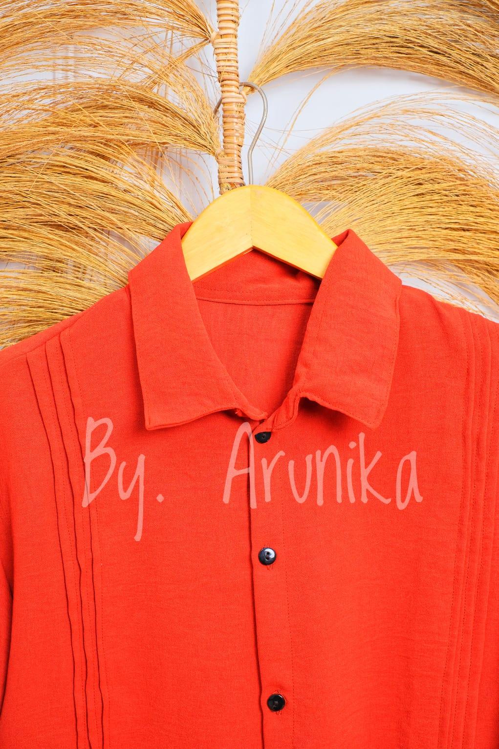 Kemeja Wanita Polos Lengan 3/4 Bahan Kringkel Premium Model Garis Depan