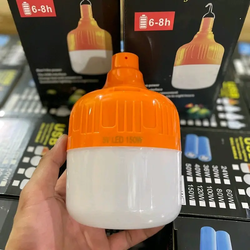 Bóng đèn tích điện 60W TẶNG KÈM DÂY SẠC  không dây có móc treo bóng đèn tích điện đuôi cam bóng tích điện 2