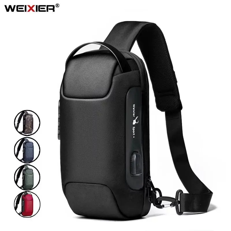 WEIXIER 9530 Tas Selempang Bahu Pria USB Port Anti Maling