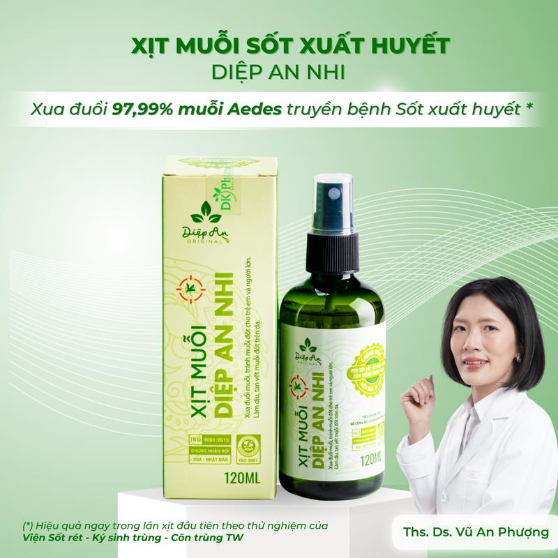 Xịt muỗi Sốt Xuất Huyết Diệp An Nhi - Phòng chống xua đuổi muỗi Aedes gây sốt xuất huyết làm dịu tan vết muỗi côn trùng đốt cho trẻ em và người lớn Dùng được cho phụ nữ women có thai