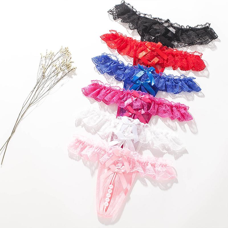 Quần Lót Dây G-String Phong Cách Hàn Quốc - Thiết Kế Đáy Mở Ren Cao Cấp Đính Ngọc Trai (Size M/L/XL, 6 Màu) 8