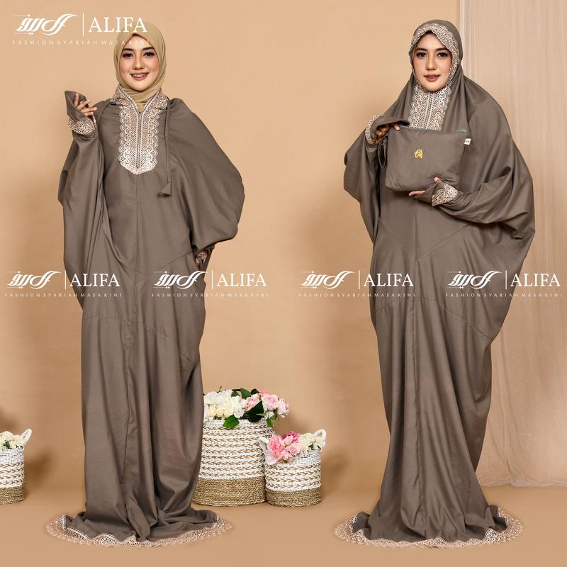 Mukena Terusan 2 in 1 Renda Giper Katun Nyaman Muslim Tasbih Simple Panjang 1