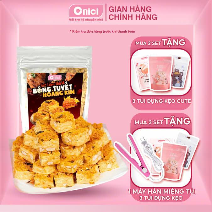 Set Nguyên Liệu Làm Bánh Bông Tuyết Hoàng Kim THƯỢNG HẠNG [set lớn 40 viên] Bếp Của Mẹ ONICI - kèm công thức nấu & Quà Tặng - Snack Ăn Vặt Food