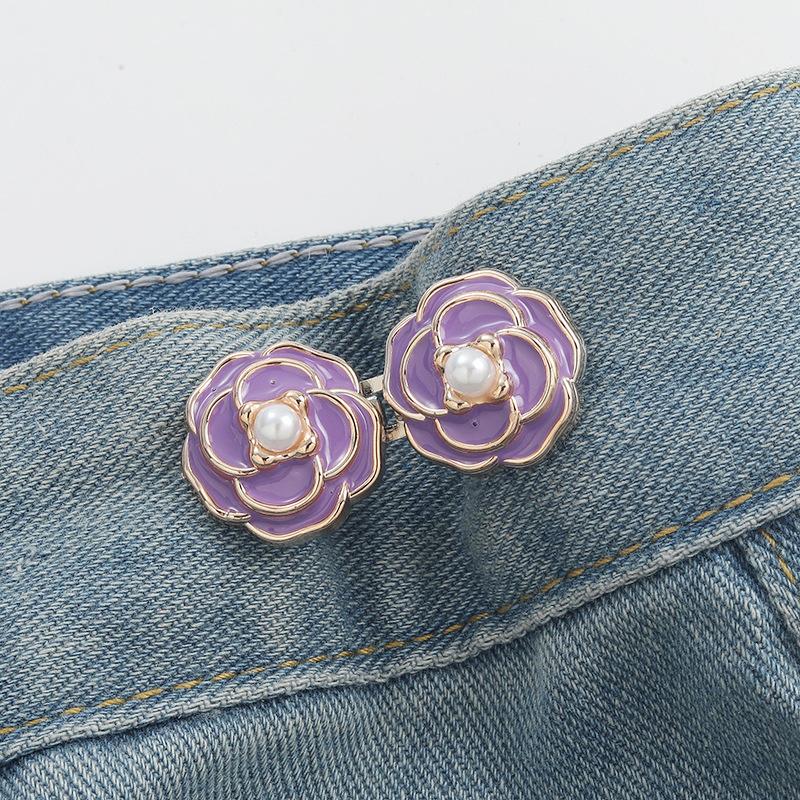 Product Introduction of 1 Pcs  Camellia Tighten Waist Button Pin Jeans Waist Buckle Fashion Detachable Jean Button Pin For Women Skirt Pant 30
