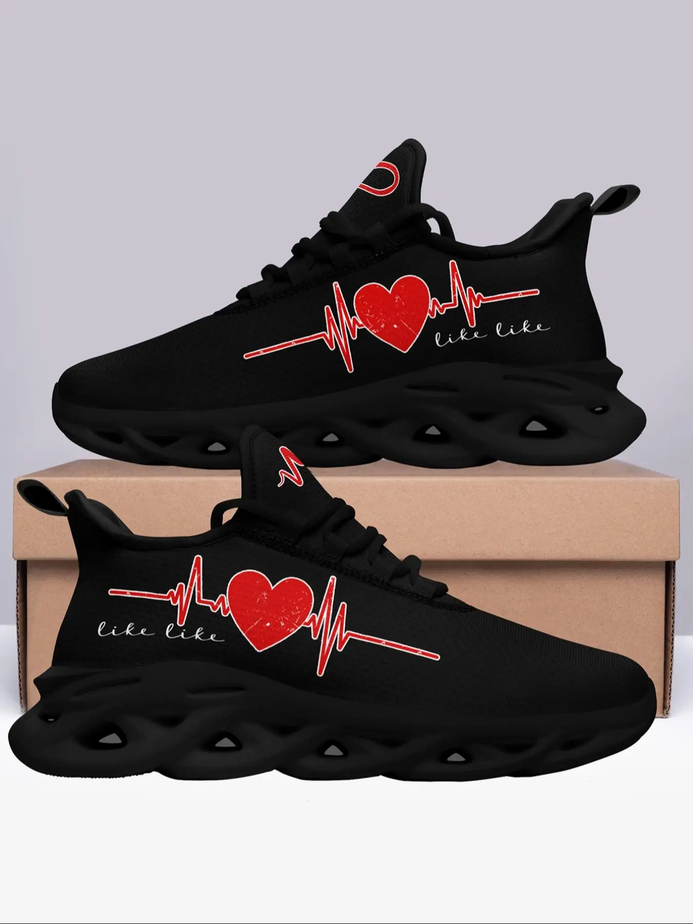 Men's Christmas Themed Santa Claus & Letter Print Sneakers, Casual Comfortable Sports Running Shoes, Male All-match Round Toe Shoes for Daily Wear
