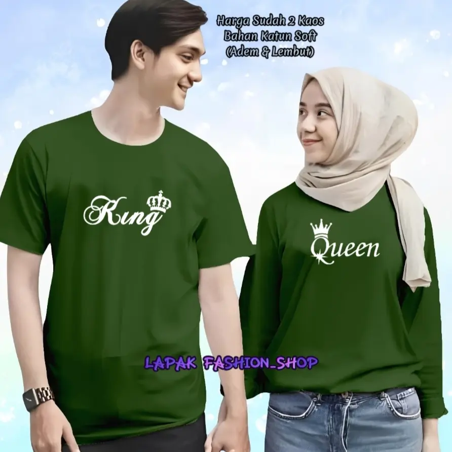 (2 KAOS) BAJU COUPLEAN KING QUEEN LENGAN PENDEK DAN PANJANG UK.M-XXL / KAOS KEMBARAN / KAOS PASANGAN / KATUN SOFT / T-SHIRT