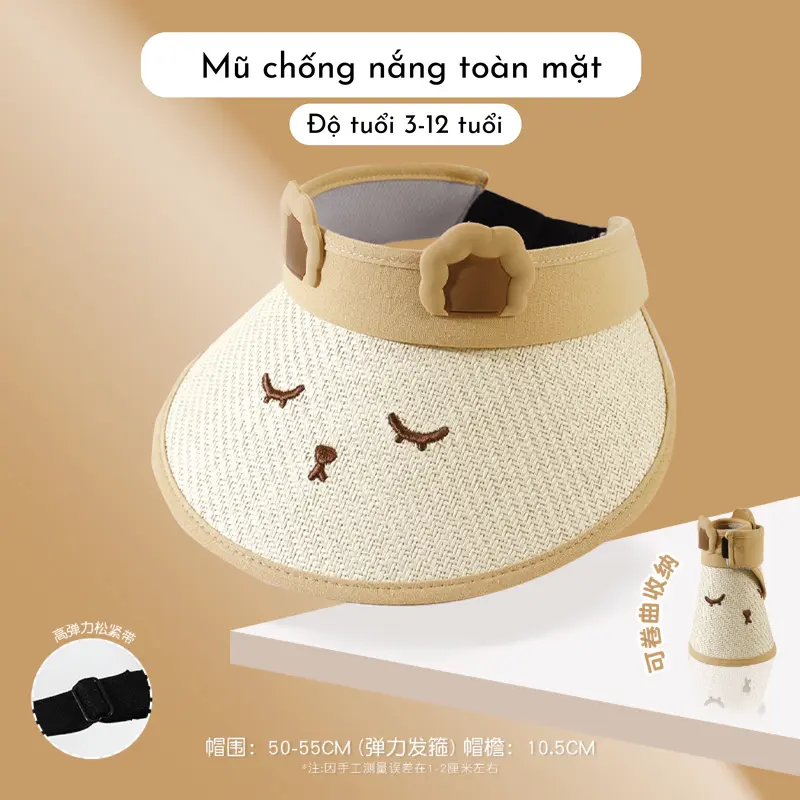 Mũ Đi Biển Cho Bé Phong Cách Sang Chảnh ,Nón Chống Nắng Nửa Đầu Cho Bé Từ 3 đến 12 tuổi hình dạng động vật 1