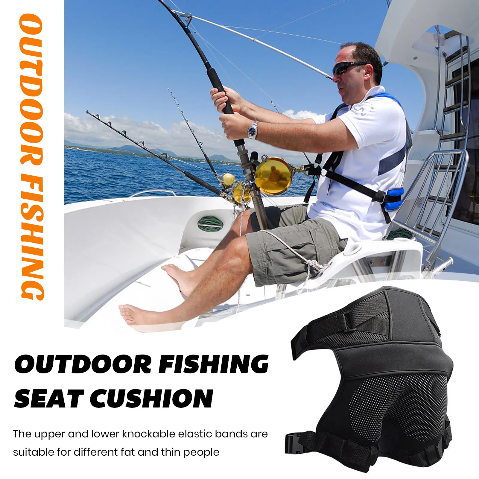 Swazsdk Fishing Cushion Super Soft Anti-Slip Tailbone Protection Wearable Fishing Seat Cushion with Adjustable Strap Fishing Supplies