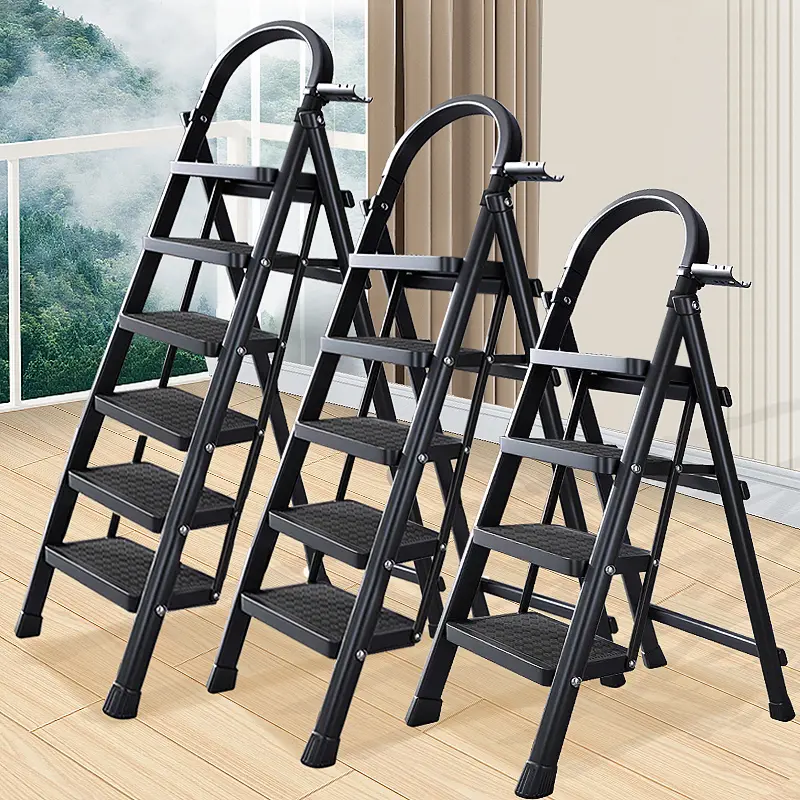 Decroom Thang gấp thép carbon, thang cuốn dụng cụ, 3-7 tầng, chịu lực 500kg, đóng gói gia cố chịu lực, thang gấp gia đình, Dễ dàng di động. 0