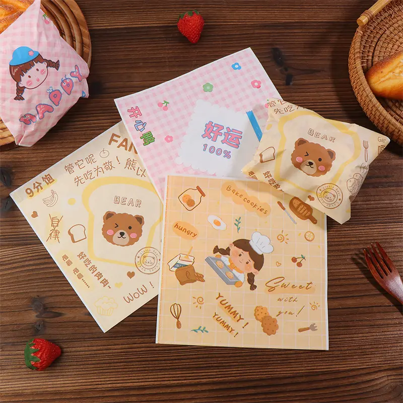 Giấy chống dầu, 50 cái, Giấy gói thực phẩm, Thích hợp để nướng, bánh mì sandwich, burger, khoai tây chiên và thực phẩm chiên, có thể được sử dụng làm tấm lót đĩa hoặc phụ kiện 0