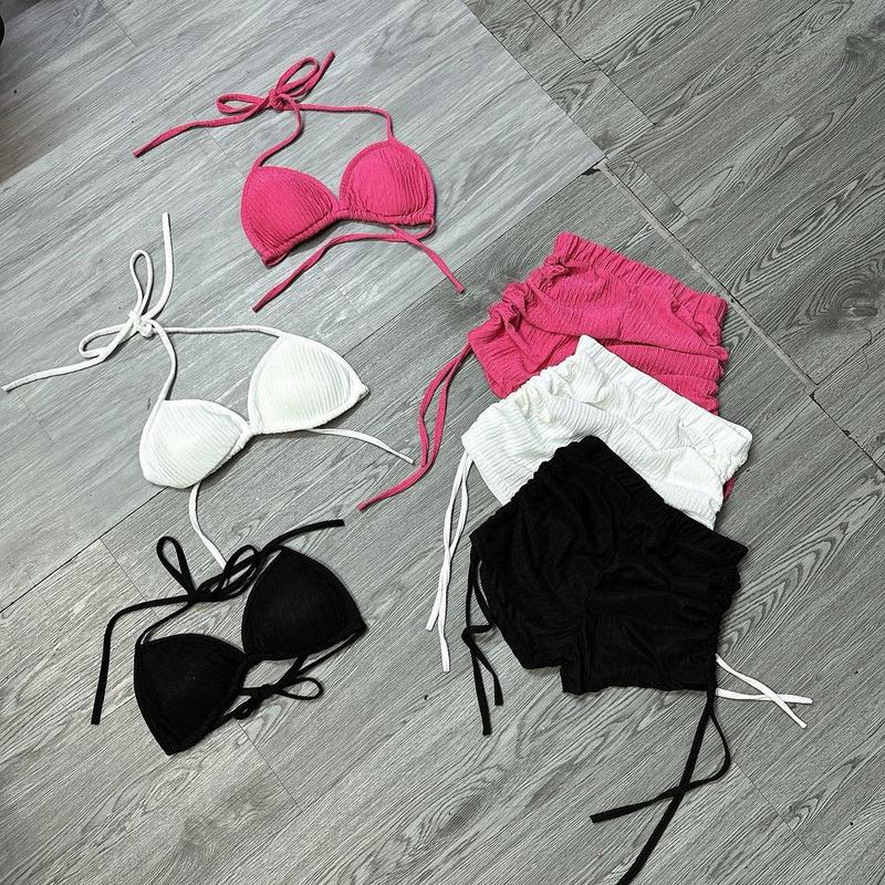  Bikini basic đi biển quần rút dây mẫu mới- Bikini sexy thun gân nhật siêu đẹp Chạy Bộ Sport 