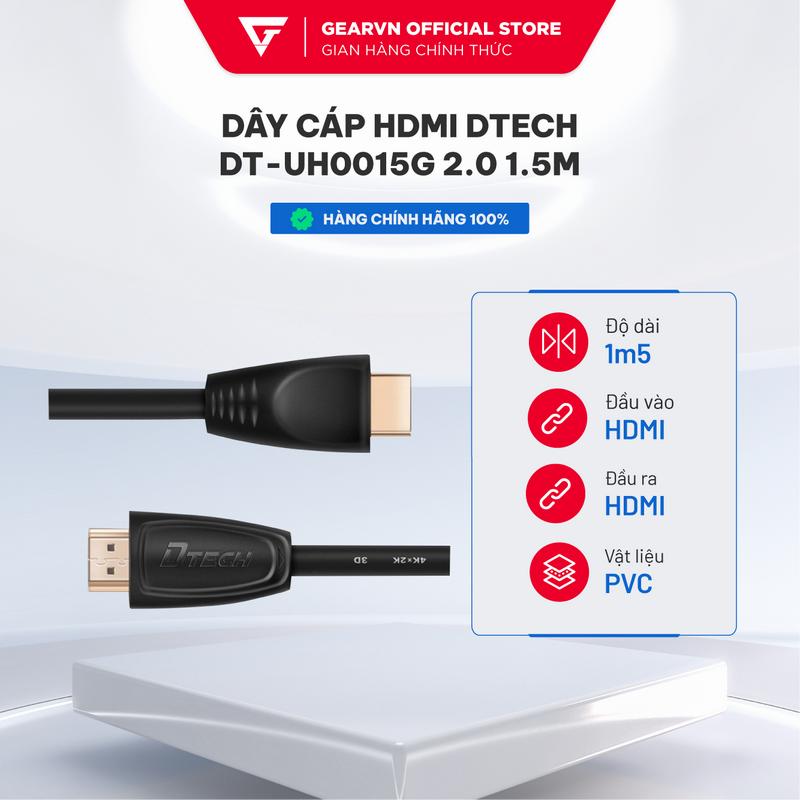 Phụ kiện Dây Cáp HDMI 2.0 dùng cho màn hình máy tính Dtech DT-UH0015G 2.0 1.5m