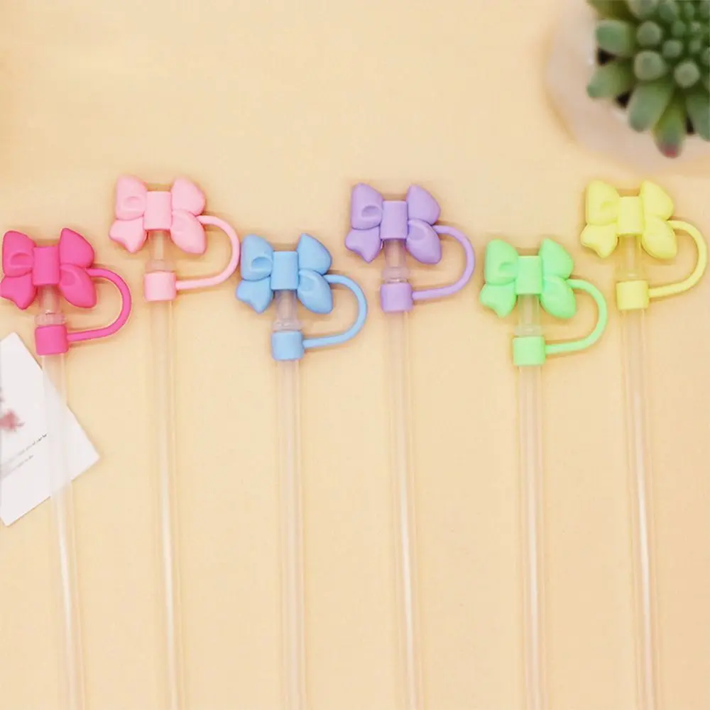 Portable Splash Proof Silicone Straw Covers Reusable Dust Proof Plugs Protector Bow Straw Cover Cap Bowknot Drinking Straw Topper Accessories Drinking Straw Tips Lids for Stanley 40/30 oz Tumbler Cups for 7-8mm Straws