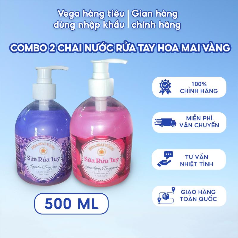 Giảm 10K đơn 299K Combo 2 Chai HOA MAI VÀNG Nước Rửa Tay 500ml Chai - Hương Trái Cây Hương Hoa Tự Nhiên - Giúp Sạch Khuẩn 99% Mùi Thơm Nhẹ Nhàng Dưỡng Ẩm Da Tay