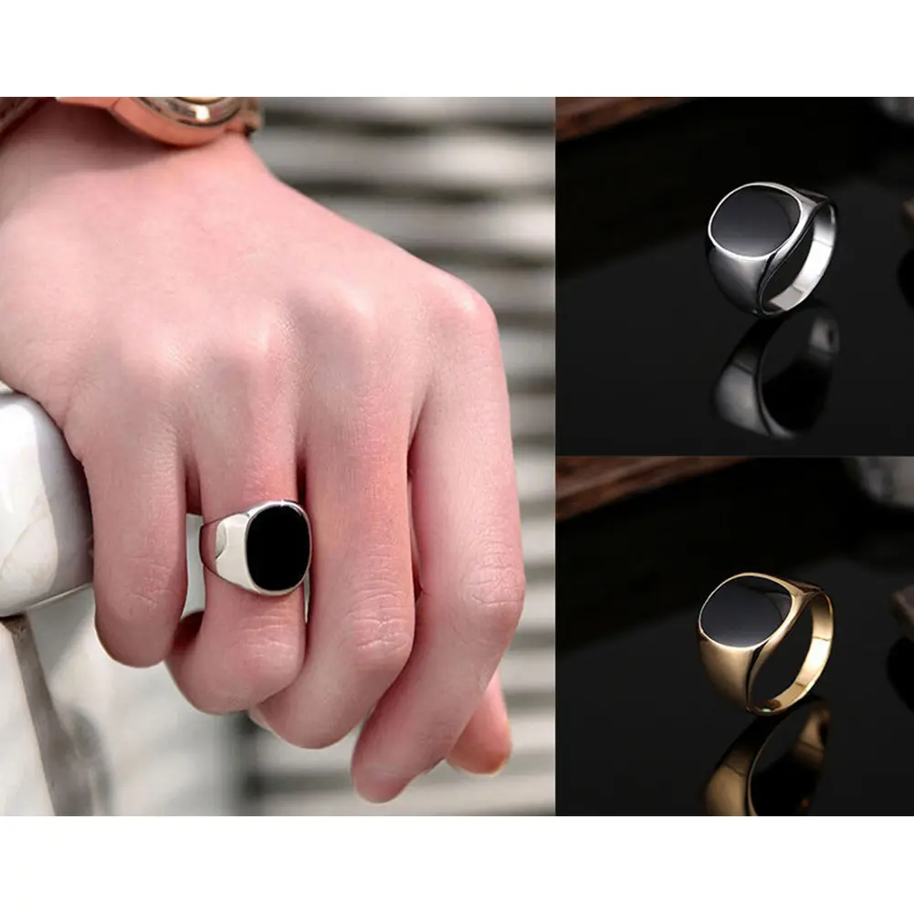[MYY] Solid Polished Stainless Steel Band Biker Men Signet Ring Finger Jewelry Gift
