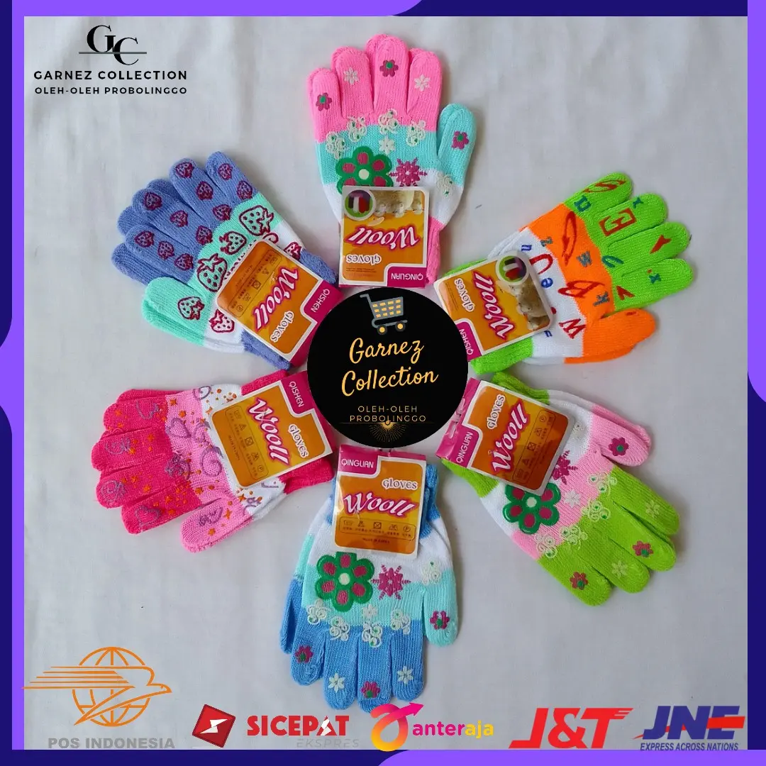 Sarung Tangan Anak Perempuan Motif Warna Warni