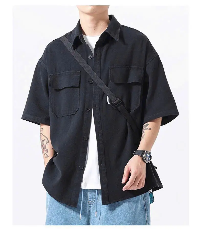 Áo sơ mi KaKi Nam Nữ 2 TÚI cao cấp kiểu dáng sang trọng thời trang unisex Menswear Shirt Có Cổ Trắng