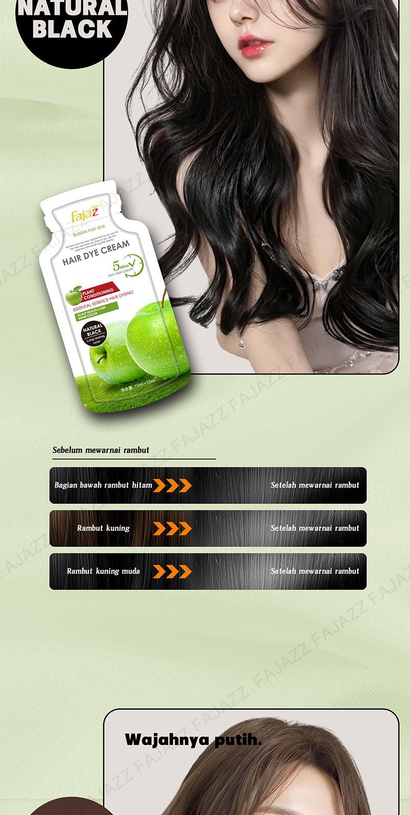 【COD】Fajazz Pewarna Rambut All Black Diformulasikan Khusus untuk Rambut Beruban Ekstrak Tumbuhan Tanpa Alkohol dan Aerosol 150ml 300ml 600ml