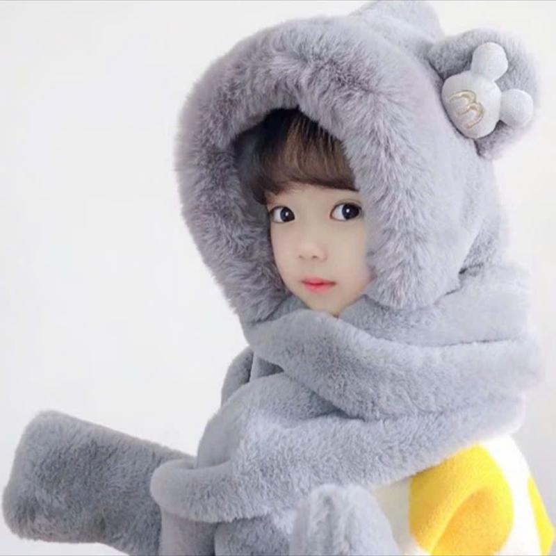 Mũ trùm đầu, mũ len kèm khăn choàng cổ và găng tay hình tai gấu đáng yêu cho bé trơn ếch nâu 5
