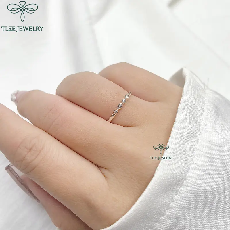 Nhẫn bạc nữ TLEE đính đá Almira mini xinh xắn TLEE JEWELRY A0123 1