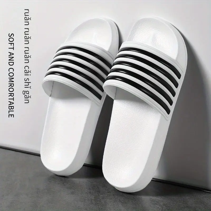 Men's Trendy Striped Open-Toe Slippers, Non-Slip Durable Indoor/Outdoor Footwear for All Seasons 5