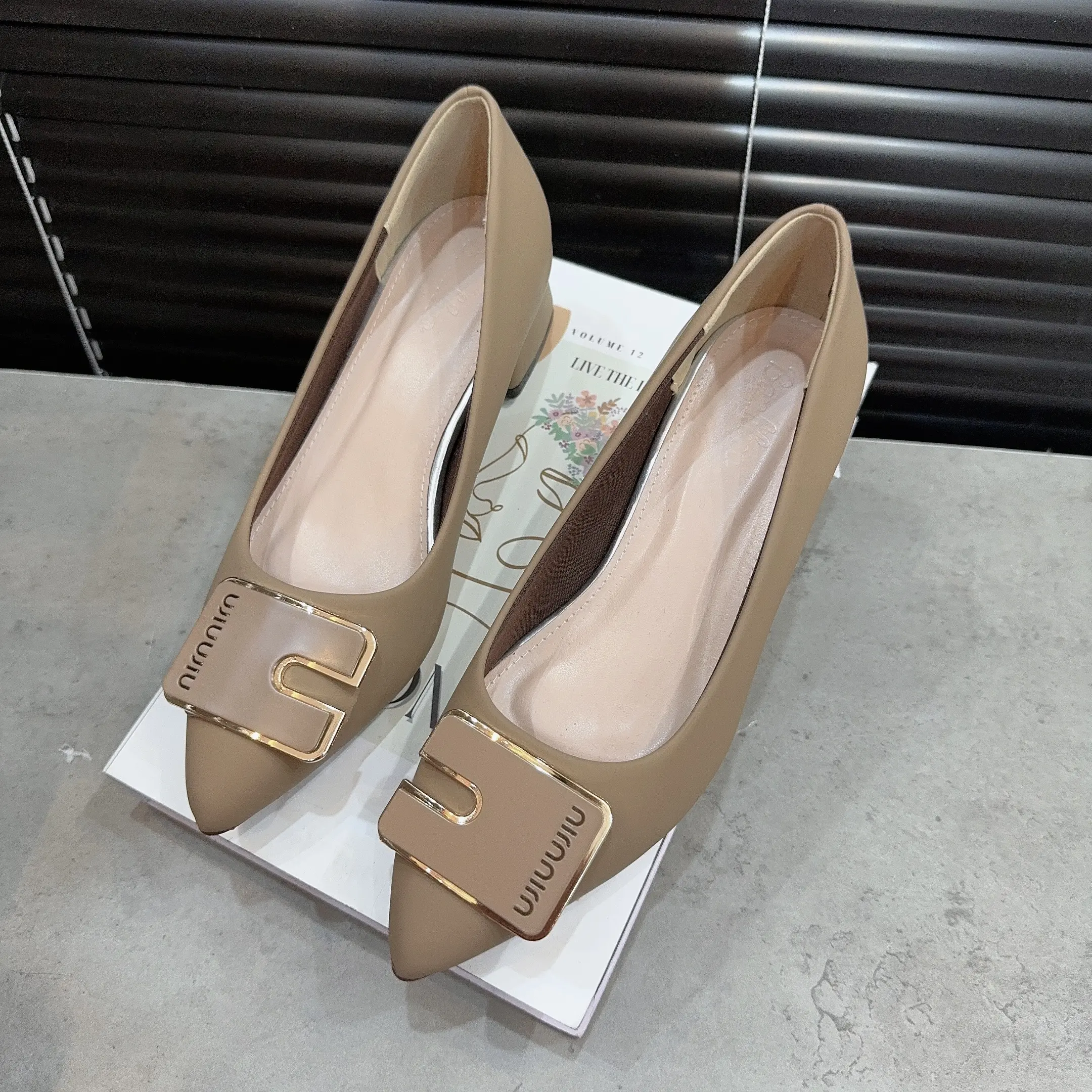 Giày Cao Gót Nữ mũi Nhọn khóa chữ nhật cách điệu cao 3cm và 5cm công sở sang trọng, thanh lịch Xưởng Giày Bánh Bèo mã MiuNhon Shoes