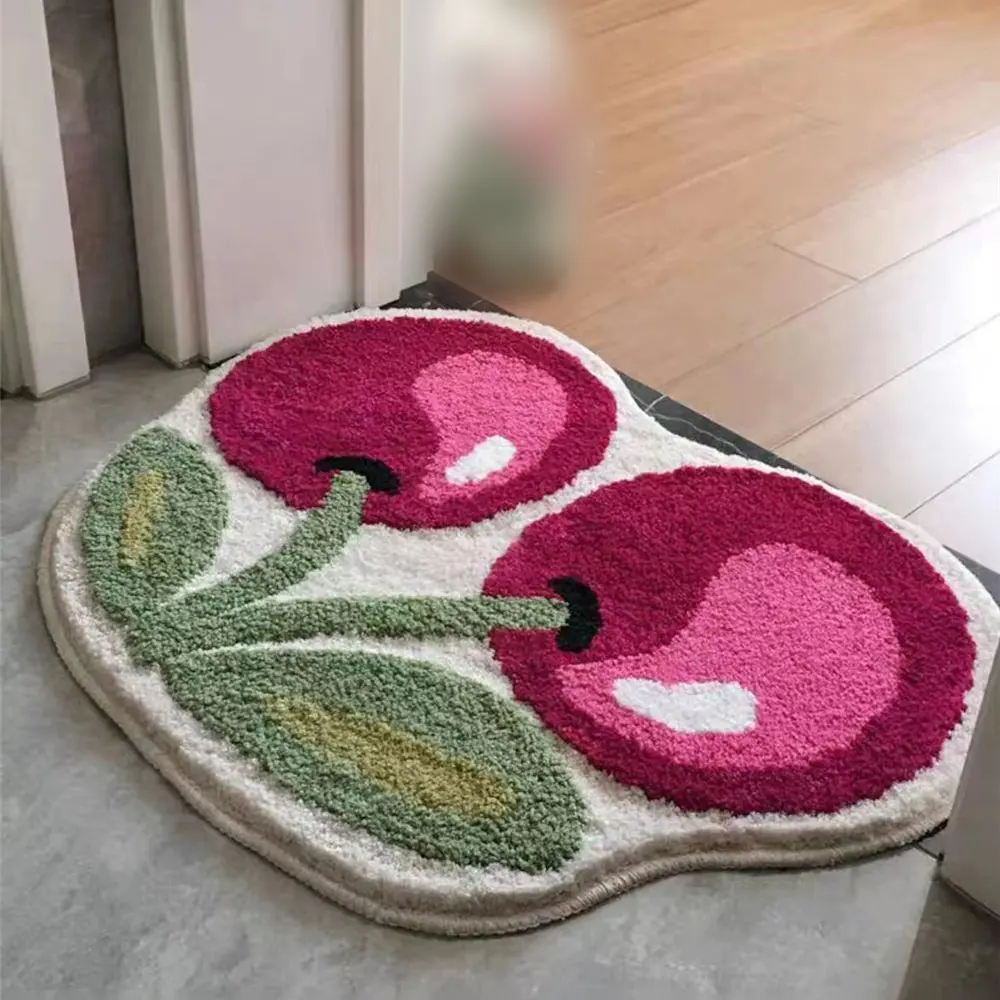 Thảm trải sàn bằng len giả cashmere hình trái cây dễ thương Phong cách Ins cho gia đình Thảm lau chân thấm hút nhà vệ sinh Thảm trải sàn Nhanh khô bằng len giả chống trượt cho cửa phòng tắm -MOYUr
