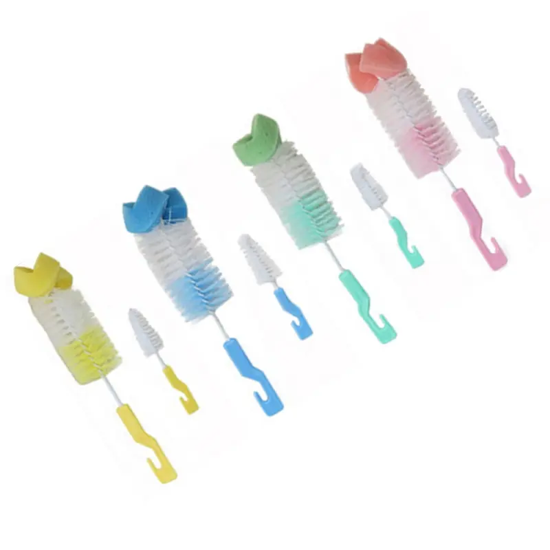 2x Toddler Nursing Bottle Brush Cleaning Brush Cleaning Washer Kit Baby Bottle Brush Set (S+L) Scrubber Cleaner