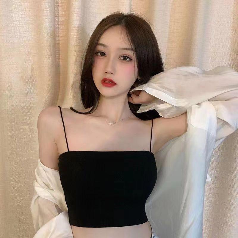Product Introduction of Solid Color Anti-Exposure Half-Length Small Sling Cropped Tank Top Women Short Bottoming Shirt Wrapped Chest Tube Top Women 10