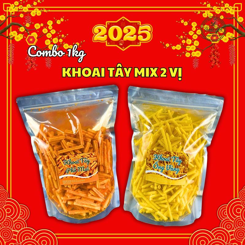 ComBo 1KG/2KG Snack Khoai Tây Ống Mix 2 Vị / Khoai Tây Lát Trứng Muối , Rong Biển, Mắm Hành