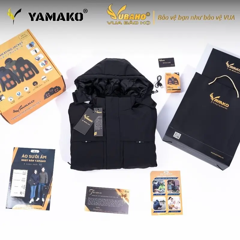 Áo Sưởi điện, áo sưởi Ấm 9 Vùng Sưởi YAMAKO [ Bảo Hành 12 Tháng, Pin 10000 mAh] Bọ gồm áo và Pin Nam Menswear 1