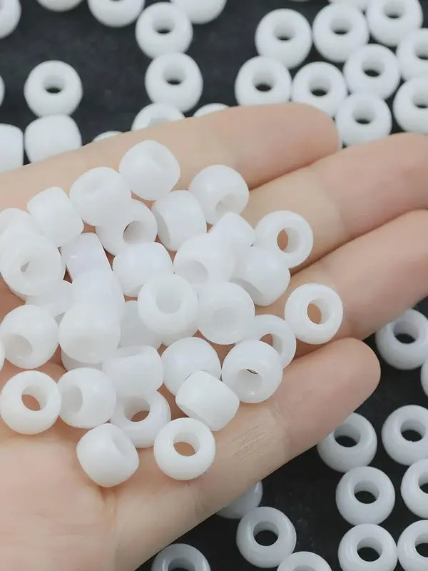 White Beads, 6x9mm Plastic Beads, DIY Jewelry Making Supplies for Bracelet & Hair Accessories, Fashion Accessories for Jewelry Making 2