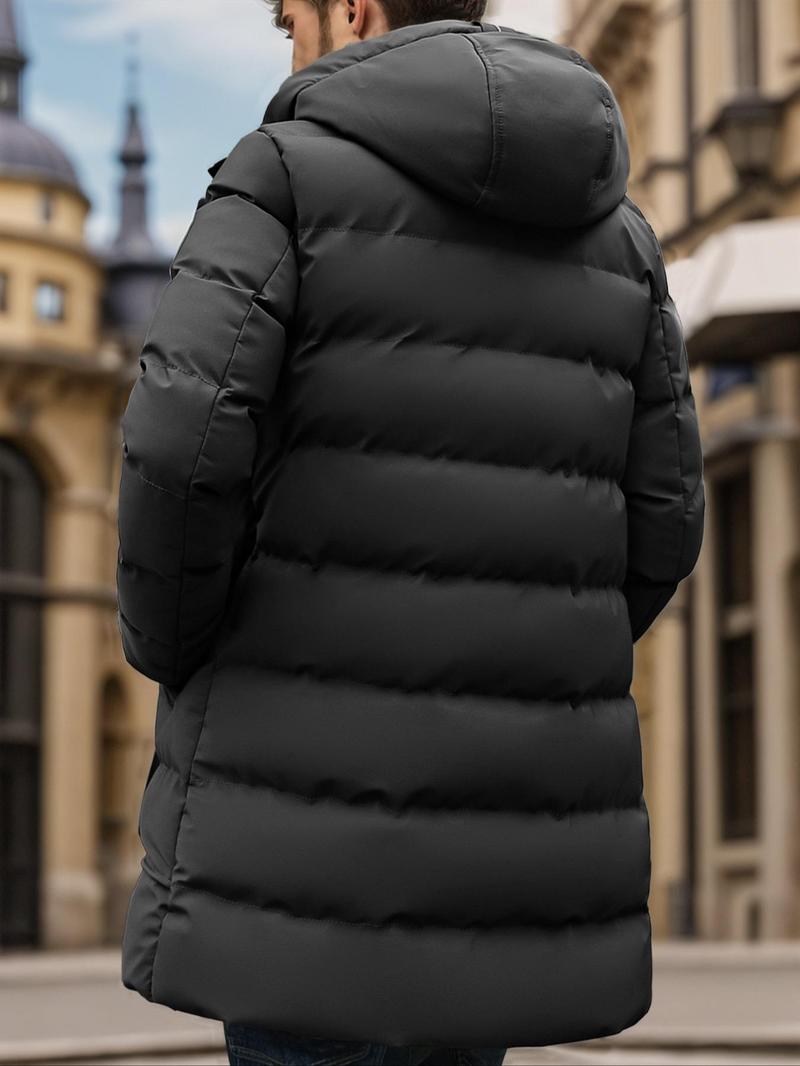 Product Introduction of Men's Solid Zip Up Thermal Lined Hooded Winter Coat, Regular Fit Casual Long Sleeve Drawstring Pocket Outerwear for Fall & Winter, Men's Clothes for Daily Wear 13