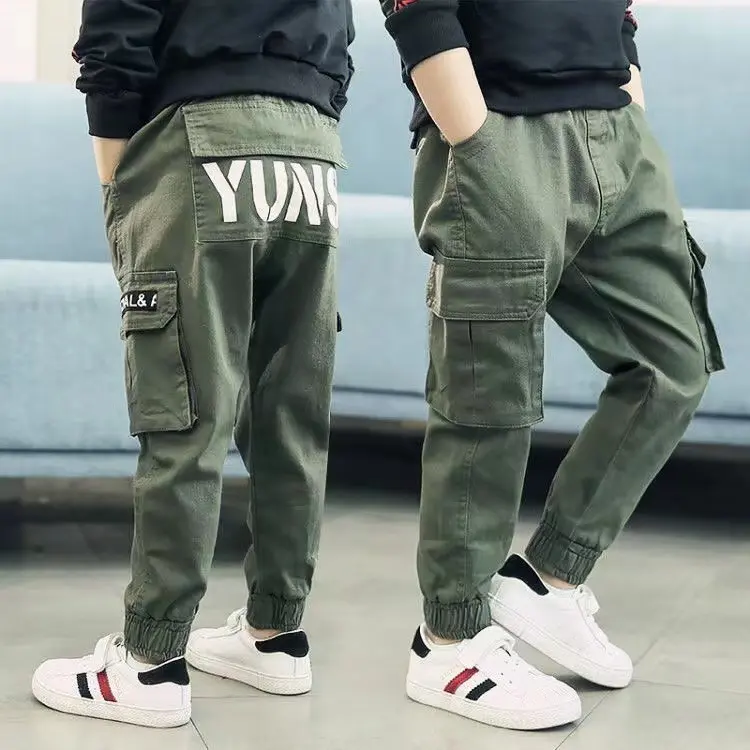 [Shipping from Manila]Children Children Clothing Boys Children Spring Autumn Clothes Pants Medium Large Children 2024 New Style Spring Autumn Casual Sports Pants Boys Long Pants Trendy