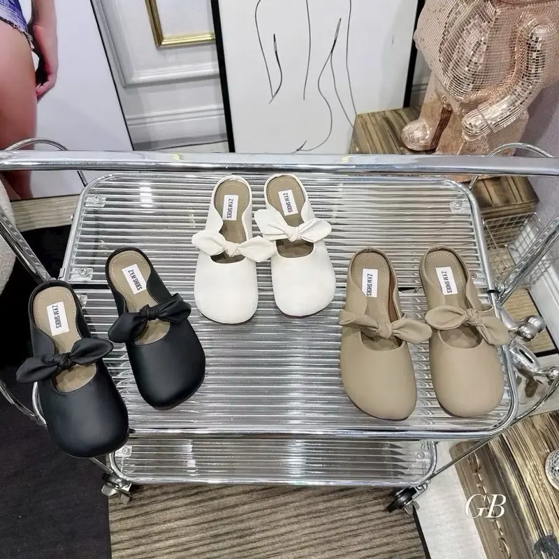 Sục nữ ,  Dép bít mũi nữ Nơ Thỏ đế cao su lót mềm êm chân phong cách tiểu thư Shoes Sandal 5