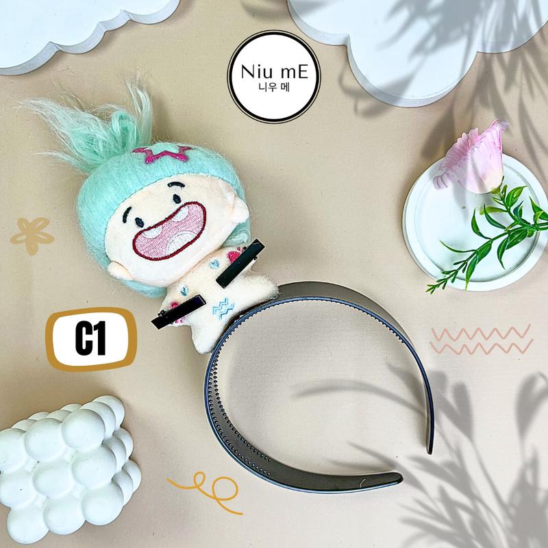 Bando Troll Series Crazy Hair Messy Look  Headband Korea Lucu Gemoy dan Viral, Aksesori Anak Perempuan Plastik Boneka Hadiah bando Laki 6