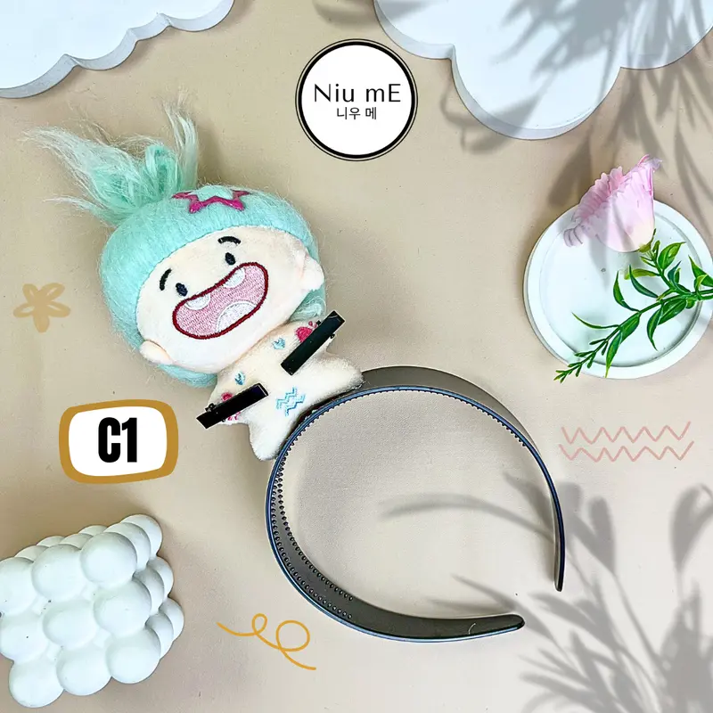 Bando Troll Series Crazy Hair Messy Look  Headband Korea Lucu Gemoy dan Viral, Aksesori Anak Perempuan Plastik Boneka Hadiah bando Laki 5